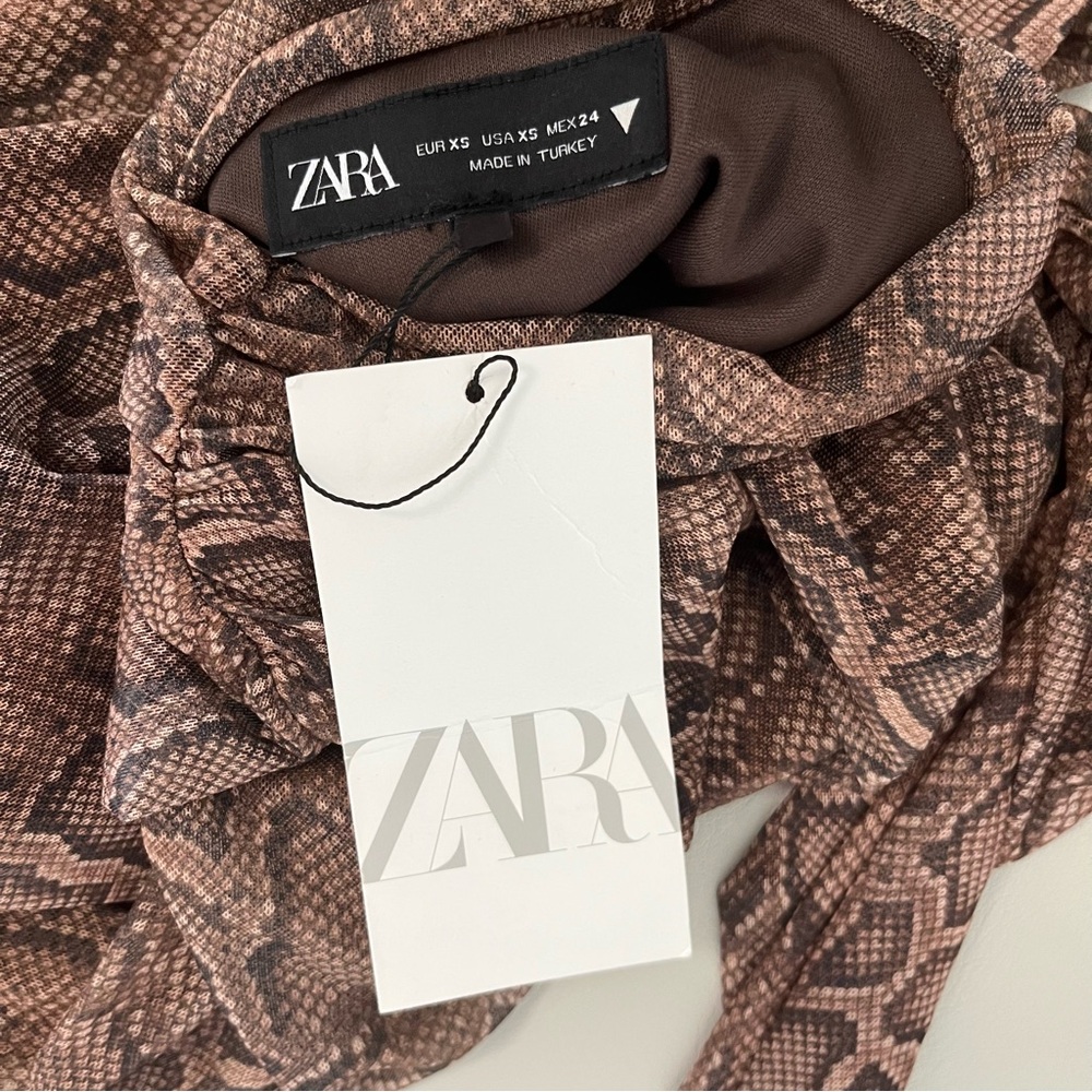 Zara Snake print New Draped Tulle Dress snake print size XS NWT - Picture 4 of 9